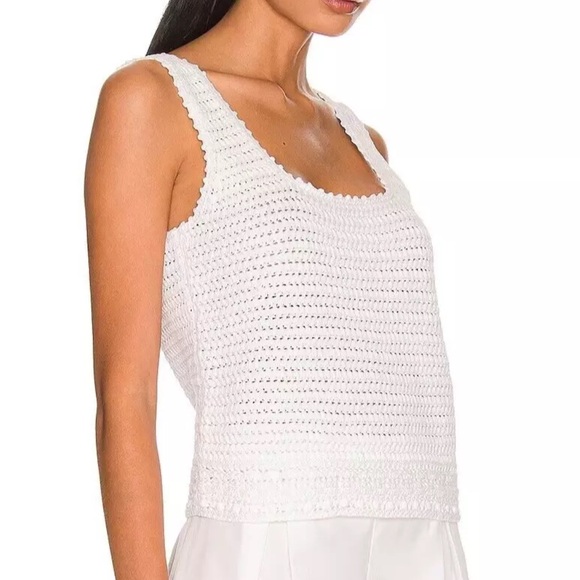 Vince White Ribbed Cropped Tank Top - Picture 2 of 9